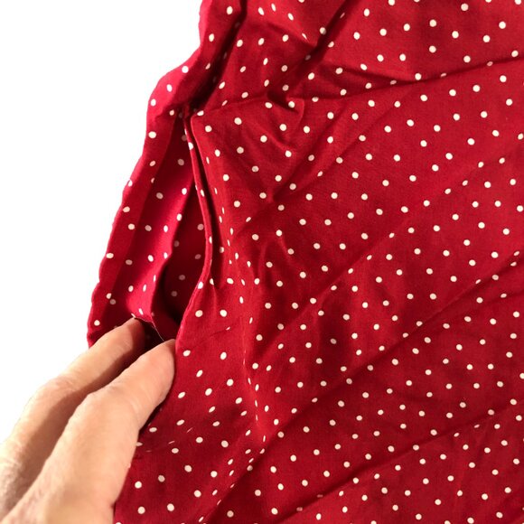 Uniqlo Dress Womens Sz XS Red and White Dots Midi Long Sleeve Button Front Shirt - Picture 7 of 9